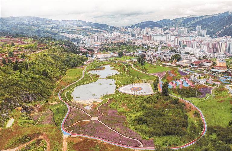 杨会国  文/图   沐浴着冬日的暖阳,记者登临个旧市阳山生态公园,骋